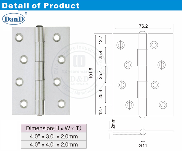 Hinge Rivet Types SS304 Modern Rivet Tip Door Hinge for Exterior Door- DDSS005 - Buy ...