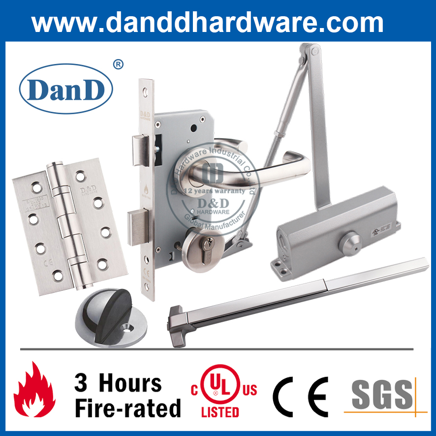 CE Grade 4 SS304 Modern Silver Fire Door Handle for Flush Door-DDTH007