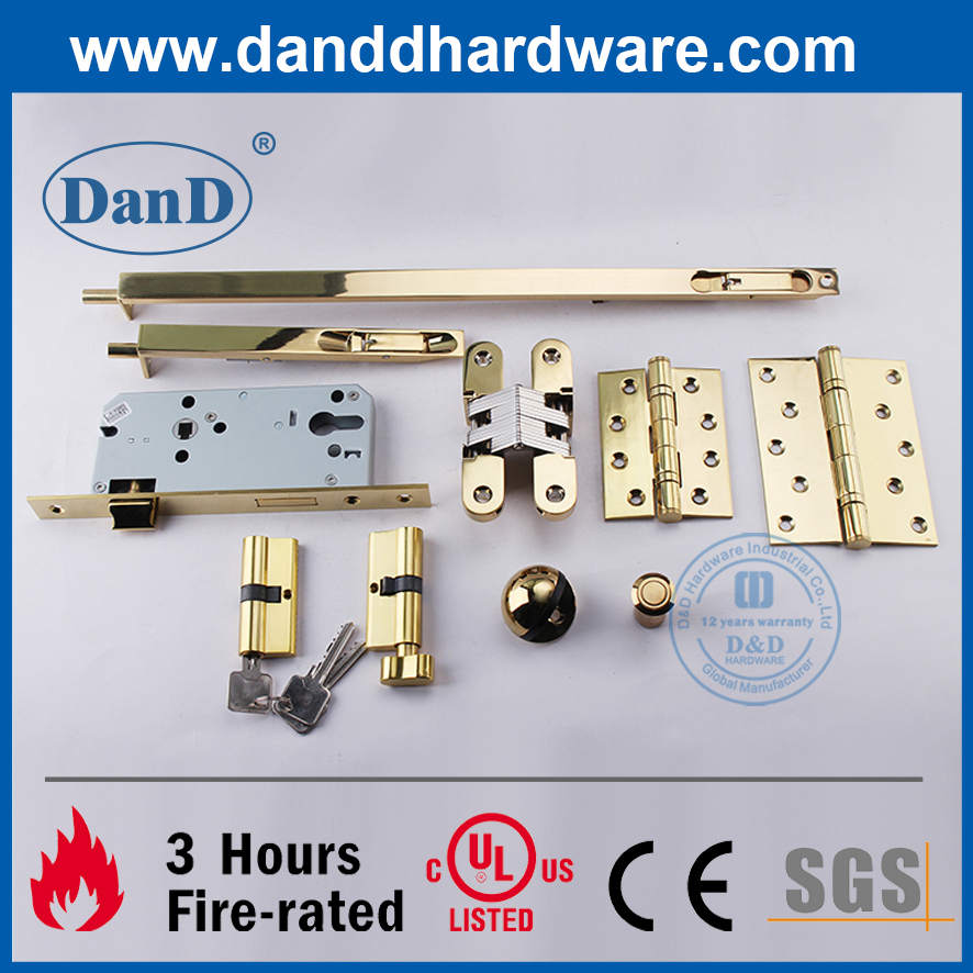 Gold Brass Concealed Flush Door Bolt for Front Door-DDDB002