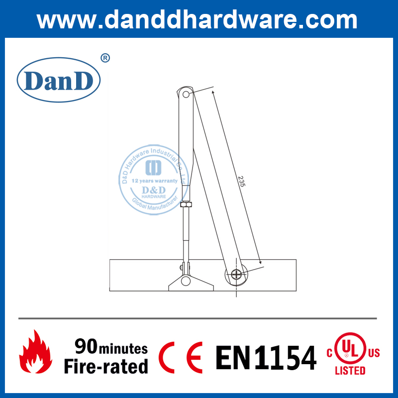 CE EN1154 Quiet Fire Rated Hydraulic Industrial Door Closer-DDDC013