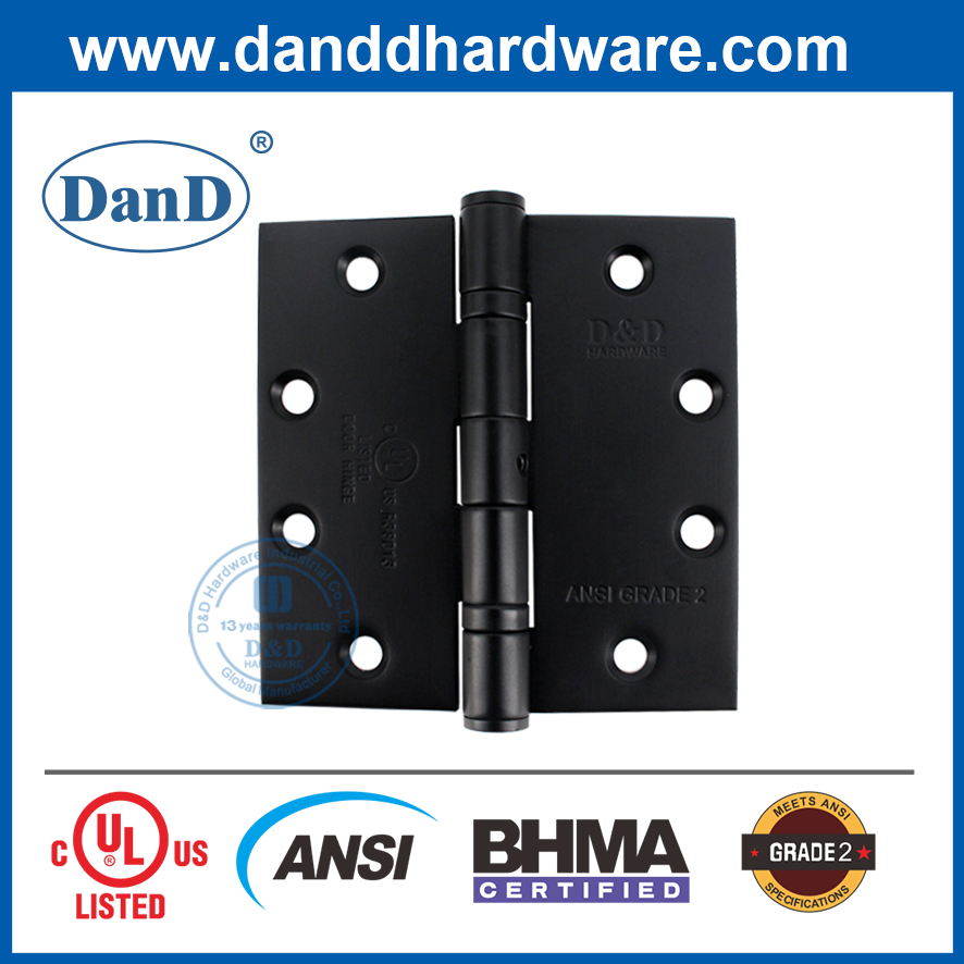 Black ANSI Grade 2 Fire Rated SS201 Ball Bearing Front Door Hinges