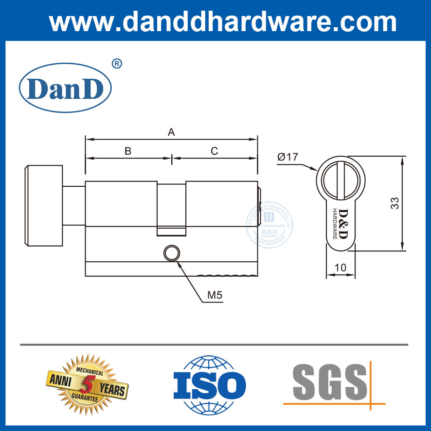 Matte Black Best Bathroom Door Lock Cylinder Types for Euro-DDLC007-70mm-MB